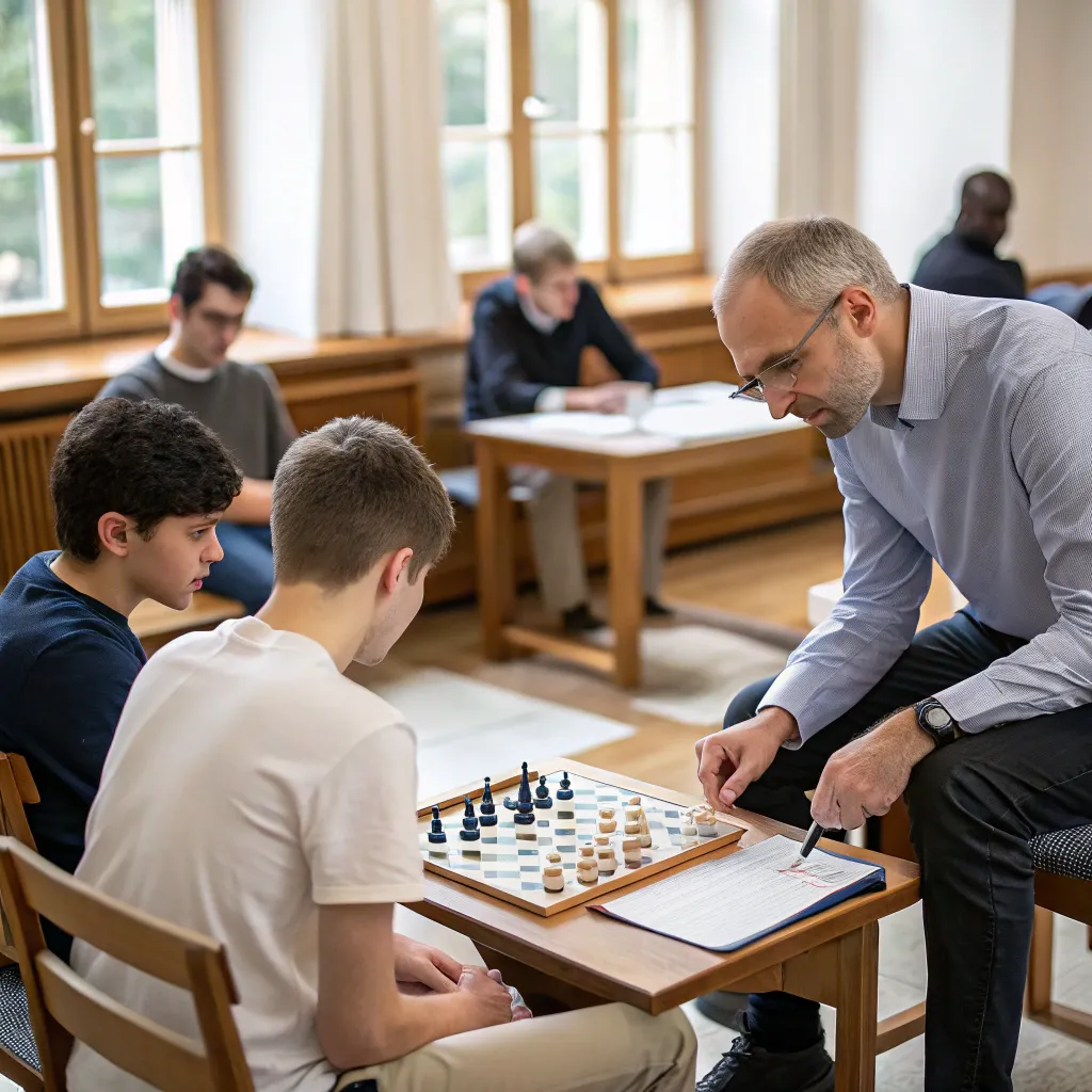 Professional chess instructor teaching students