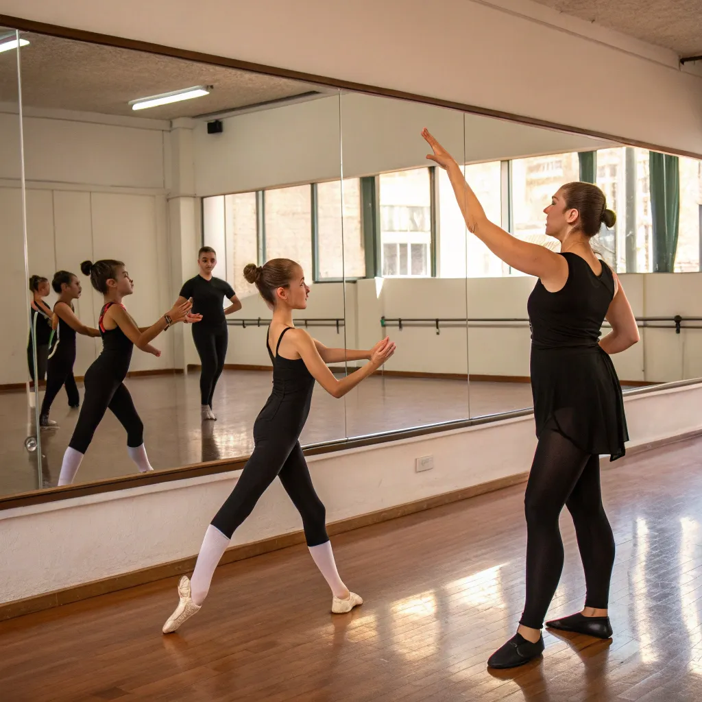 Dance instructor teaching students in class