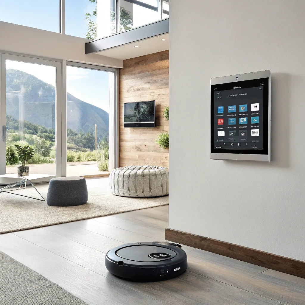 High-tech smart home setup with centralized control panel